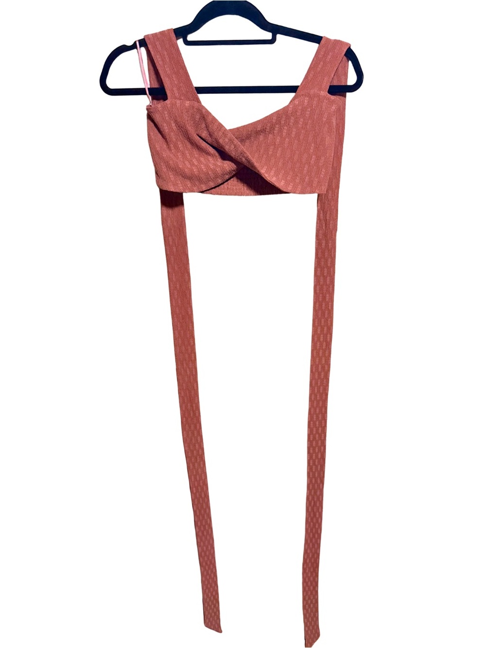 Free People Rust Pink Wrap-Front Crop Top with Long Ties